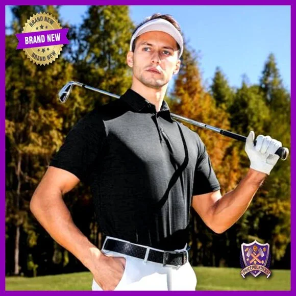 Men's Quick Dry Moisture Wicking Polo Shirts 5 Pack Performance Golf Athletic - Picture 2 of 5